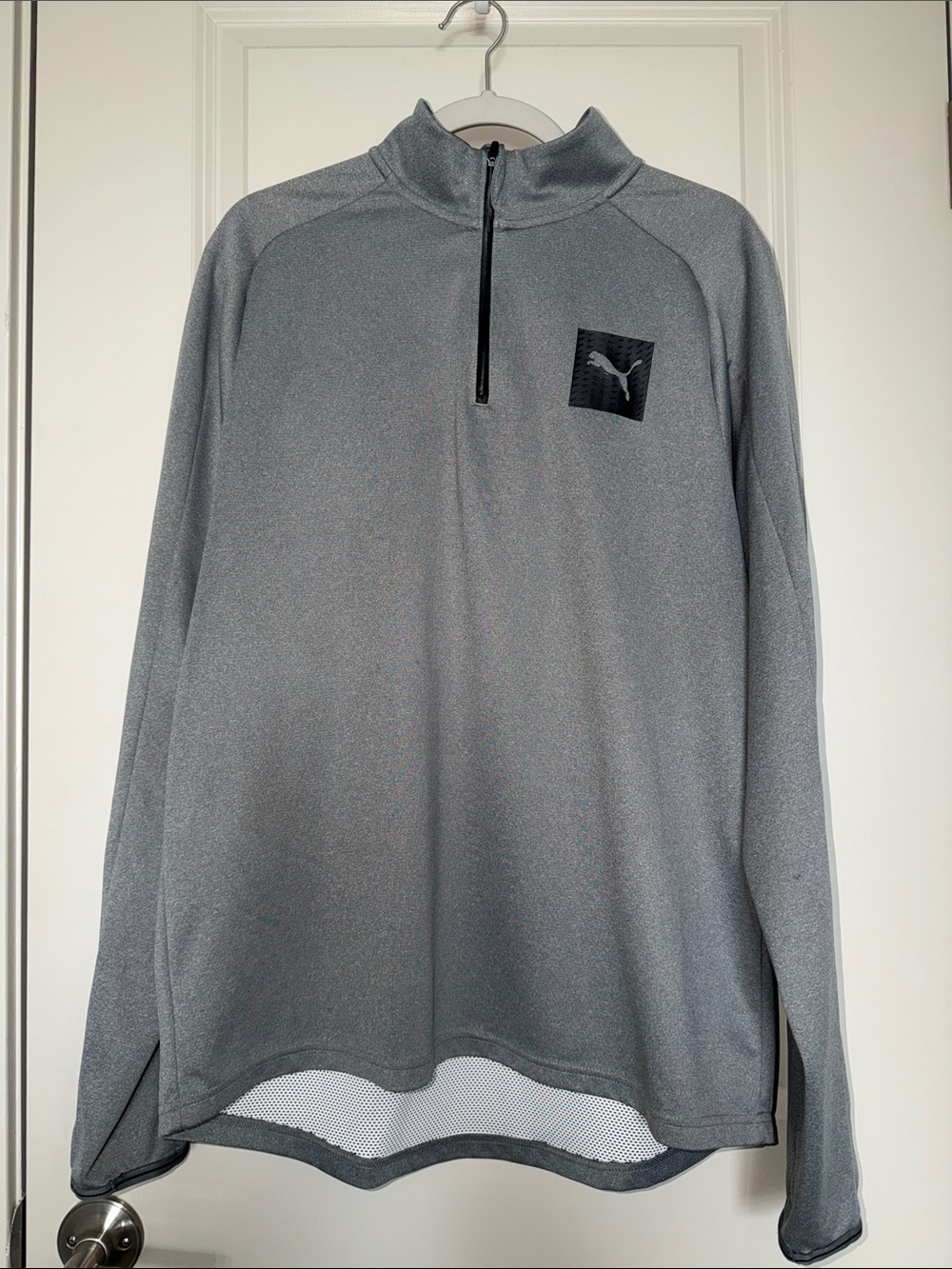 Puma Gray Quarter-Zip Pullover with Black Logo Patch